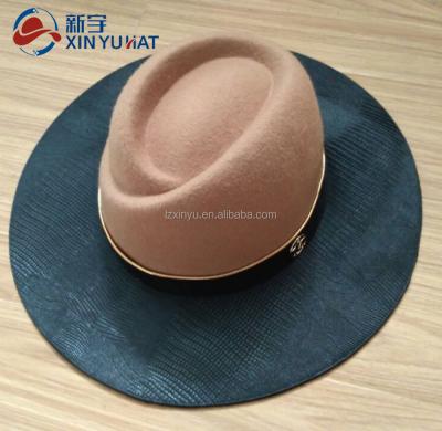 China Plush Winter Wool Felt Felted Hat Hat With Leather Brim for sale