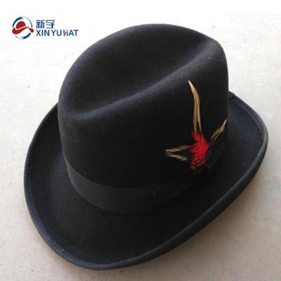 China 100% Australian Black Plush Wool Felt Godfather Hat for sale