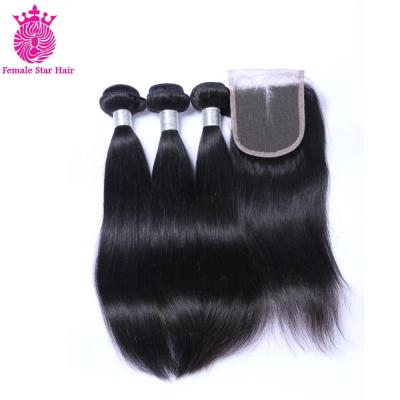 China Silky Straight Wave 3 Bundles Straight Unprocessed Peruvian Hair With Closure Best Hair Bundles Hair Lot for sale