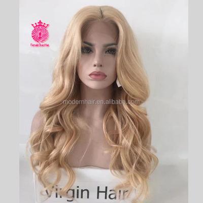 China Brazilian Honey Blonde Color Wave Lace Front Wig Virgin Body Wave 22 Inch Blonde Color Wigs Lace Front for sale