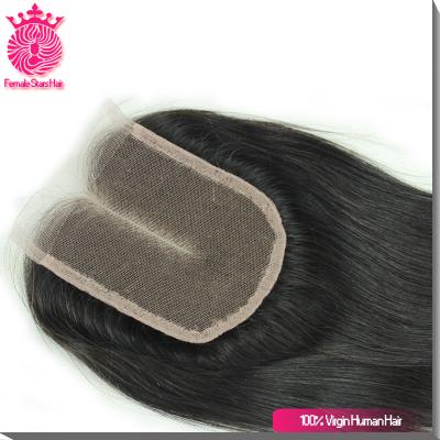 China Virgin Indian Hair Silky Straight Wave Overnight Shipping Lace Back Closure for sale