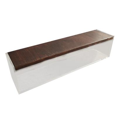 China MINGSHI Clear Luxury Gift Box Stocked Custom Acrylic Box With Wooden Lids for sale