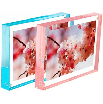 China Custom Colorful Magnetic Acrylic Desktop Photo Frame Eco-friendly From MINGSHI Handsome for sale