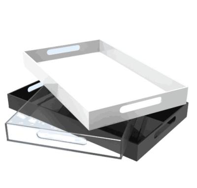 China Manufacturer Custom Clear Rectangle Eco - Friendly Durable Recycled Acrylic Tray With Handles for sale