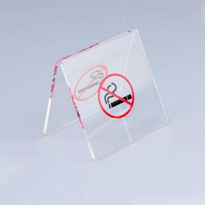 China MIINGSHI Eco-friendly Acrylic Clear No Smoking Warning Sign Table Stand Holder For Poblic Occasion for sale