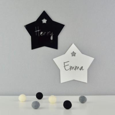 China MIINGSHI Recyclable Custom Colored Laser Cut Elegant Star Shaped Acrylic Door Sign With Name for sale