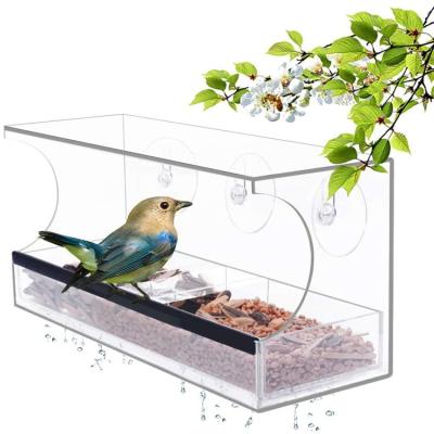 China MINGSHI Viable Quail Bird Cages Manufactures In China Acrylic Clear Bird Feeder Strong Window Hooks for sale