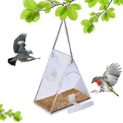 China MINGSHI Sustainable Outdoor Bird Cage Breeding Bird Feeder Acrylic Squirrel Triangle Parrots Anti Rain for sale