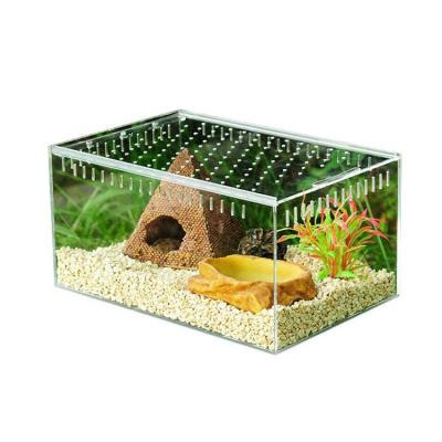 China Mingshi Viable Custom Factory Wholesale Pet Acrylic Sliding Type Reptile Feeding Box for sale