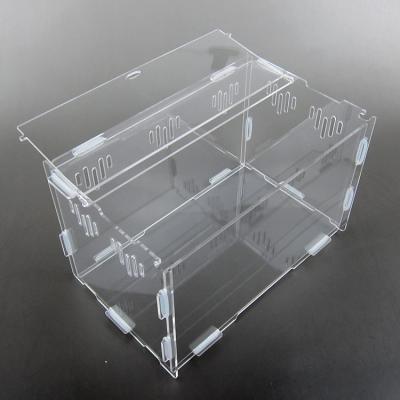 China Factory Breathable Glass Acrylic Air Box Mini Greenhouse Cage Screen MingShi Small Animal Cage for sale