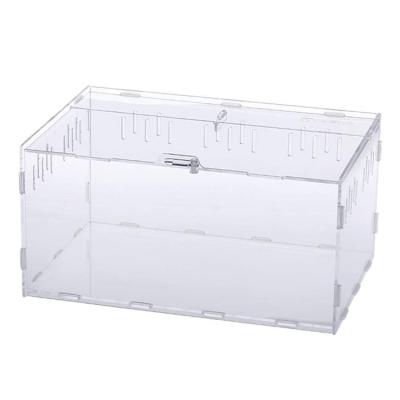 China MingShi Pet Breathable Acrylic Box Clear Large Acrylic Animal Transport Cage For Small Animals for sale