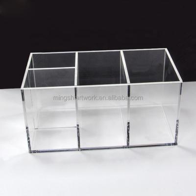 China Customized Modern Mingshi Crystal Handmade Makeup Brush Acrylic Cosmetic Organizer Holder Box for sale