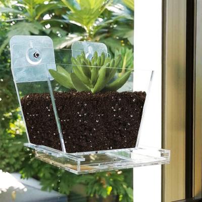 China MINGSHI Modern Acrylic Window Planter Boxes Clear Hanging Flower Pot Planter Pot for sale