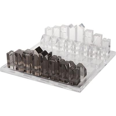 China Acrylic chess for entertainment MINGSHI hot sale acrylic smoke gray and clear chess set for sale