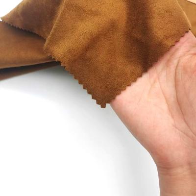 China Stretch Hot sale cheap poly spandex double side brushed faux suede garment fabric microfiber for jacket for sale