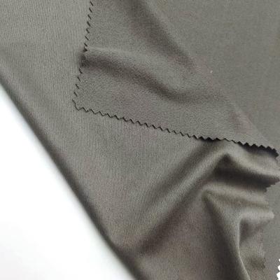 China Sustainable Free Sample Available Faux Leather Suede Fabric Black Scuba Suede Knitted Fabric for sale