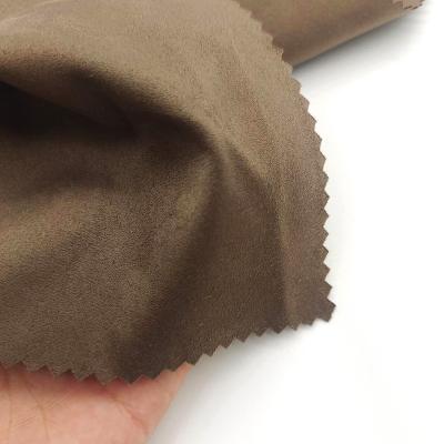 China Stretch Free Sample Available Faux Leather Suede Fabric Black Scuba Suede Knitted Fabric for sale