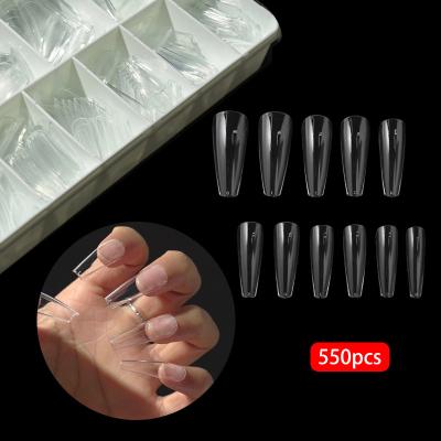 China 500Pcs Non C Nail Tip Glue Gel Cover Curve XL Ballerina Nail Full Soft Nail Tips Long Tips French Coffin Soft Gel Wholesale Fake Nail Tips Glue for sale