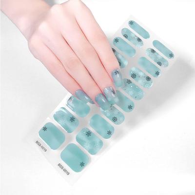 China Gel Nail Wraps Hot Sale DIY Popular 5d Nail Sticker Strip Snow Winter Gel Nail Wraps for sale