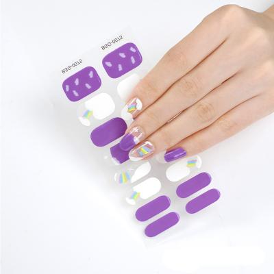 China Eco-Friendly Gel Nail Wraps FHER Wholesale Custom Popular Gel Polish Stickers Rainbow Purple Semi-cured Gel Nail Wraps With UV for sale