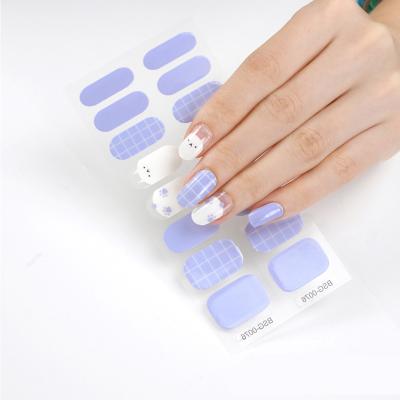 China Eco-friendly Gel Nail With Hot Selling UV Cute Rabbit Gel Nail Polish Stickers Stickers DIY Chains Semi-cured Gel Strips With UV Light for sale