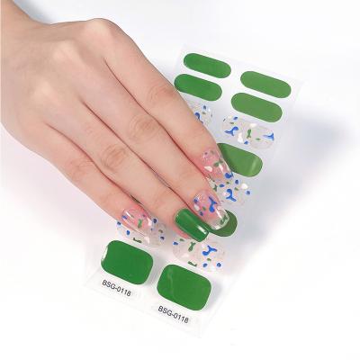 China Nail Stickers Factory Wholesale FHER Nail Strips Green Camouflage UV Gel Nail Polish Stickers for sale