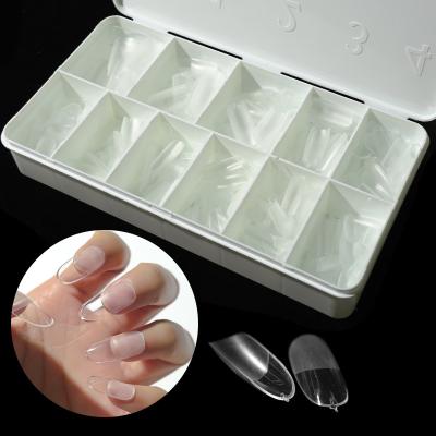 China Professional Hot Selling Nail Tips 550Pcs Professional Full Cover Nail Tips Round Professional Nail Salon Products Acrylic Nail Tips for sale