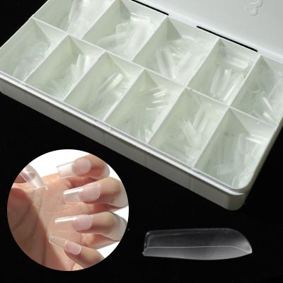 China Factory 550pcs Clear Natural ABS Coffin Square Nail Tips Almond Stiletto Round False Tips Nail No C Curve Square Nail Tips xxl for sale