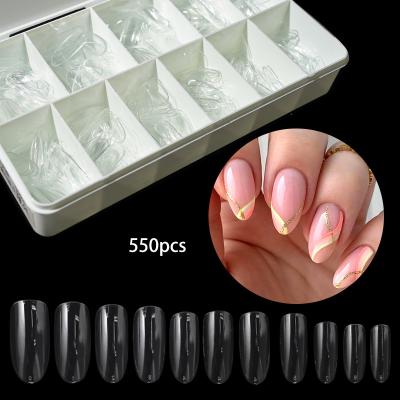 China Almond Press On Nails High Quality Customized Square Nail Tips Full Clear Round Professional Acrylic Gel False Nails From OEM Middle Supplier for sale