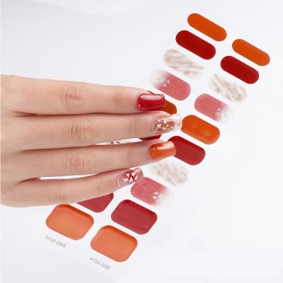 China Christmas 2023 Korean semi cured nail wrap UV gel nail sticker factory supplier semi cured UV gel nail sticker wrap for sale