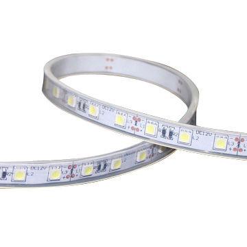 China flexible LED strip, soft silicone gel on the back 5050 LED white solder mask for sale