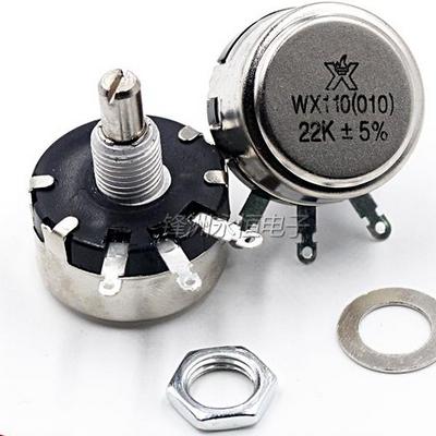 China WX010,WX110 22K Single Turn Wire Wound Potentiometer Adjustable Resistance 1W Potentiometer WX010/WX110 22K for sale