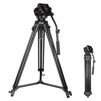 China Heavy Duty Video Camera Tripod Stand Fluid Head With Security To Avoid Equipment Falling for sale