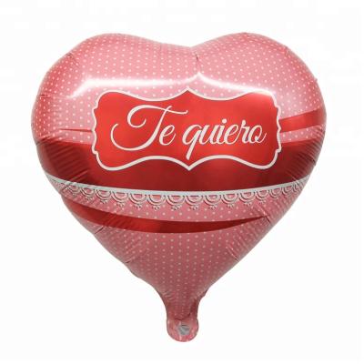 China Advertising Toy 18 Inch Heart Shape Like Te Quiero Inflatable Helium Foil Balloons In Spanish for sale