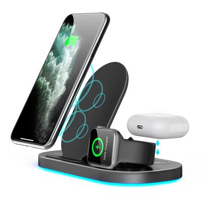 China Best-selling 3in1 Convenient Earbuds Wireless Mobile Phone Stand Desktop Charging Station Wireless Cellular Charger for sale