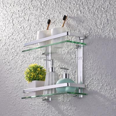 China Manufacturer Plastic Adhesive Bathroom Glass Shelf for sale