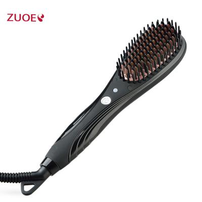 China Hair Straightening Brush New Fashion Hair Brush Big Black Electric Ceramic Hair Straightener Brush for sale