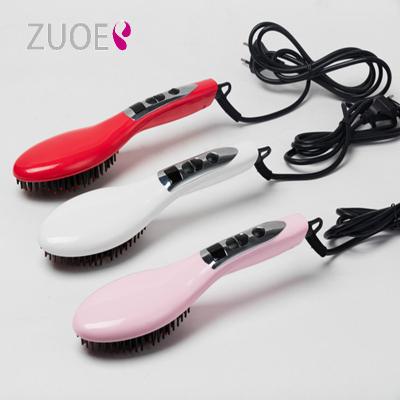 China Hair Straightening Curler Brush ZUOER Multifunctional Negative Anti-static Hair Straight Brush Ion Straight Hair Comb LCD Display for sale