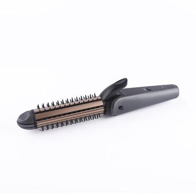 China Household Hotel Salon Professional 3 in 1 Rotating Hair Straightener Curler Wave Dish Brush Ceramic Coating PTC Curling Iron Brush for sale