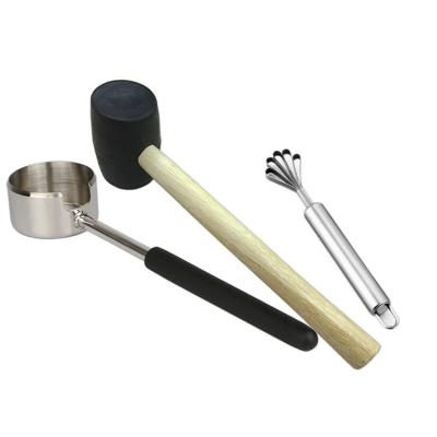 China Amazon Hot Sale Kitchen Viable Tool Comfortable Handle Stainless Steel Coconut Opener With Hammer Coconut Flesh Remove for sale