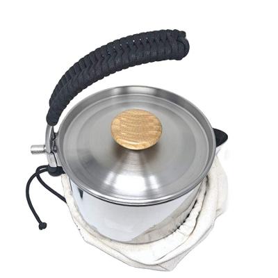 China Sustainable Kettle Stainless Steel Outdoor Camping Tea Kettle With Lightweight Bag Compact Coffee Carry Pot for sale