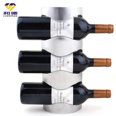 China Sustainable 3 Bottle Wine Rack Stainless Steel Wine Storage Manager Hanging Standing Metal Red Wine Display Rack For Kitchen Bar for sale