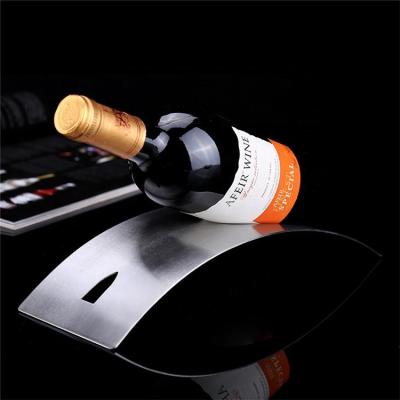 China Simple Home Decor Stainless Steel Wine Rack Wine Rack Metal Arched Tabletop Wine Rack Wine Show Stand Rack With Color Box for sale