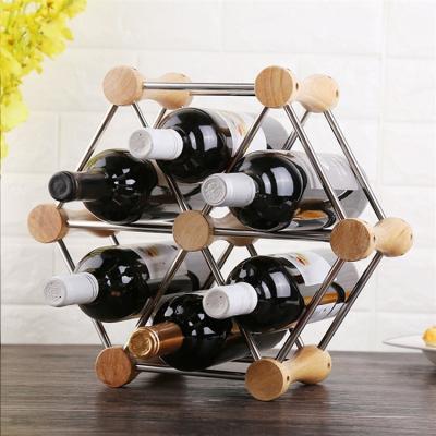 China 6 Bottle Sustainable Organizer Assemblable Wine Rack Tabletop Wine Rack Stand Up Stainless Steel Space Saver Protector For Bottles for sale