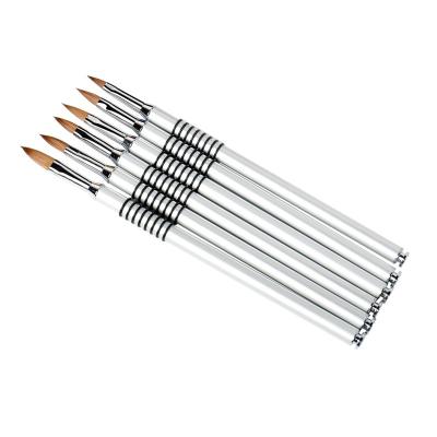 China Kolinsky Silver Sand Handle Acrylic Nail Art Brush No Metal 2/4/6/8/10 DIY Powder Nail Acrylic Drawing Pen for sale