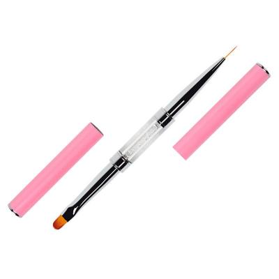 China Double Head Pink NAIL/Line UV Manicure Art Tool Drawing Gel Brush Art Liner Nail Pen Handle Gold Nail Art Brushes Rhinestones for sale