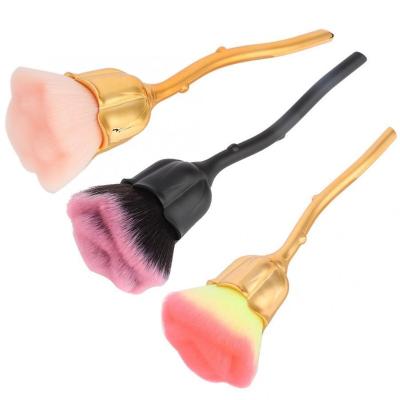 China NAIL Rose Flower Makeup Brush Loose Powder Brush Blush Nail Art Dust Brush For Manicure Foundation Brush Make Up Tool for sale