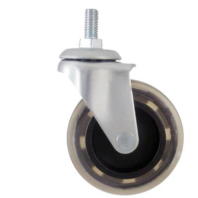 China 65mm Polyvinyl Chloride Flat Freewheel Furniture Wheels With M8 Stem PVC Casters for sale