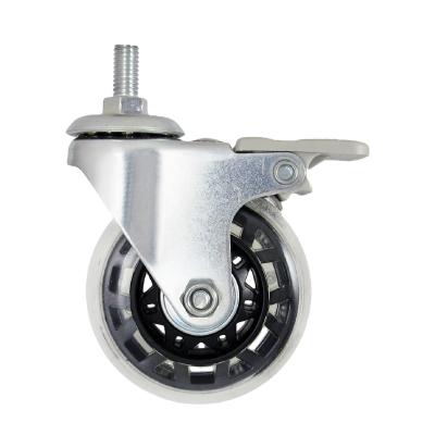 China 65mm Flat Freewheel PVC Silent Replacement Caster With M8 Threaded Bearing for sale