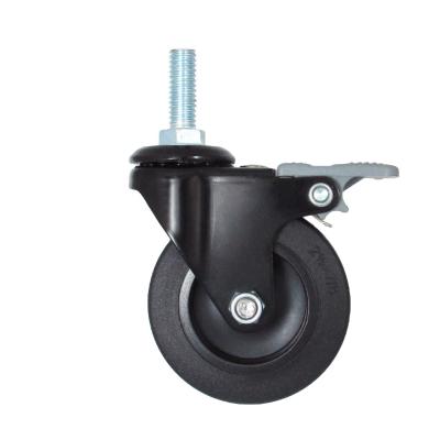 China Modern 65mm PU Black Wheel Swivel Caster With Brake For Gym Furniture for sale